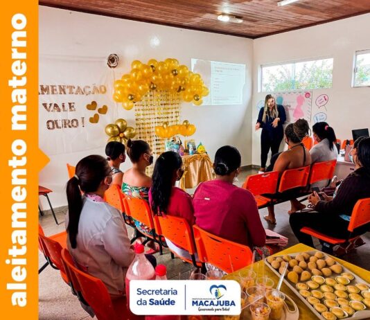 Gestantes da USF Clemenceau Teixeira participaram de roda de conversa sobre aleitamento materno.