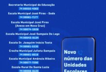 Novos Números das Unidades Escolares do Município, confira;