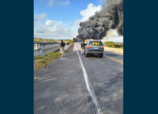 Carreta Com Biodiesel Tomba, Pega Fogo E Interdita BR-101 Na Divisa Entre Bahia E Sergipe